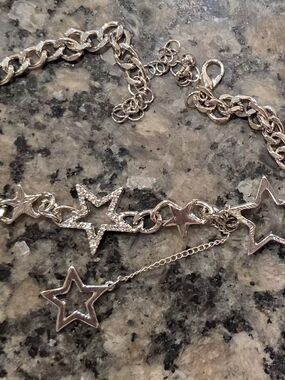 Silver Star Link Chain Necklace - Dainty Star Charm